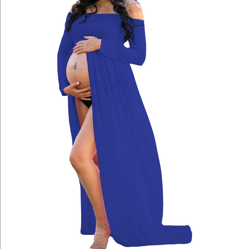 NEW Maternity Split Off the Shoulder Photo Dress